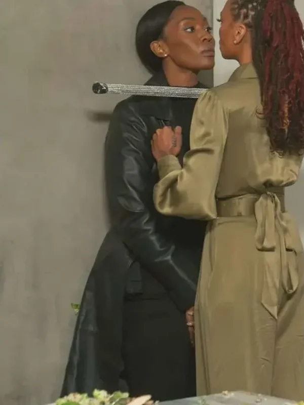 All the Queens S05 Men Racquel Palmer Leather Coat