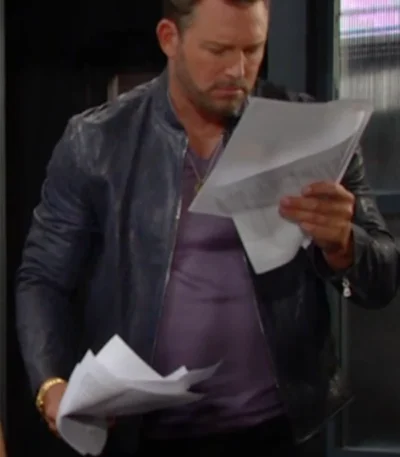 Brady Black Days of Our Lives Blue Leather Jacket