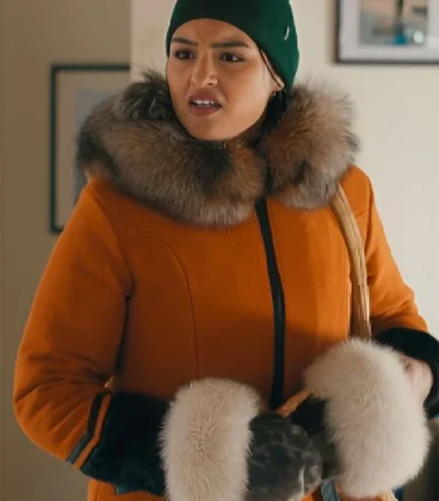 Anna Lambe North of North Fur Collar Orange Coat