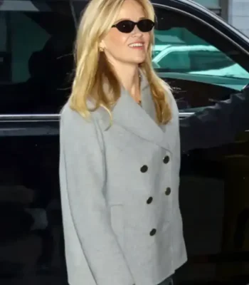 CBS Mornings Reese Witherspoon Grey Peacoat