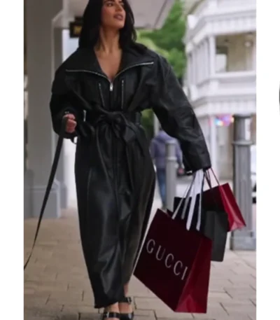 Carina Mirabile Married at First Sight Black Leather Coat