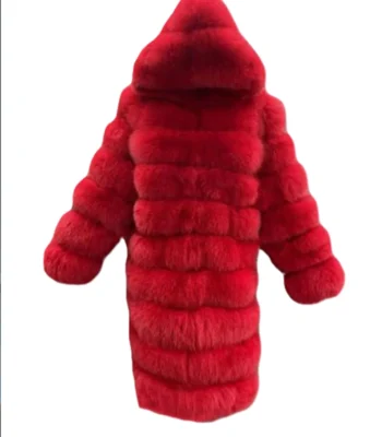 Carrie Preston Elsbeth S02 Red Hooded Fur Coat