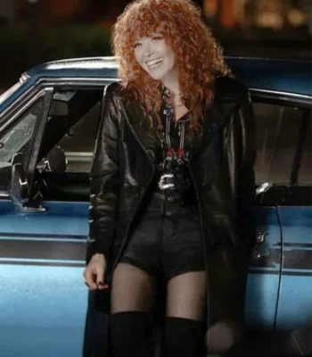 Charlie Cale Poker Face S02 Black Leather Coat