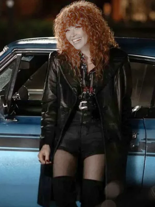 Charlie Cale Poker Face S02 Black Leather Coat
