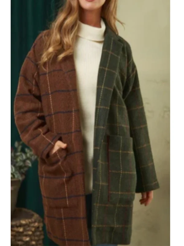 Chelsea DeBoer Down Home Fab S03 Two Tone Plaid Coat