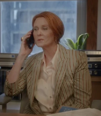 Cynthia Nixon And Just Like That S03 Striped Blazer