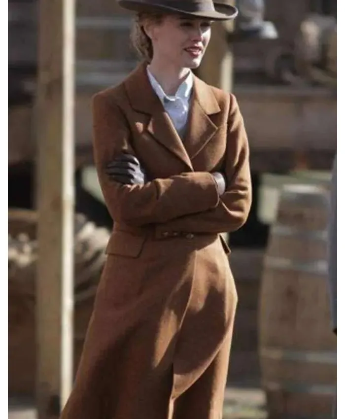 Dominique McElligott Hell on Wheels Brown Coat Dominique McElligott Hell on Wheels Brown Coat