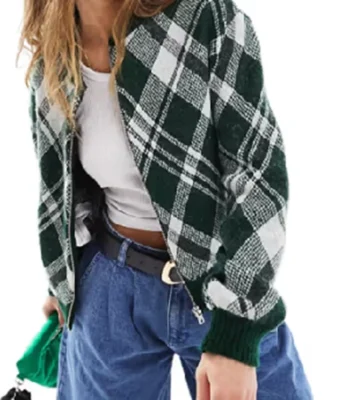 Emily Wright I Jack Wright S01 Green Tartan Bomber Jacket
