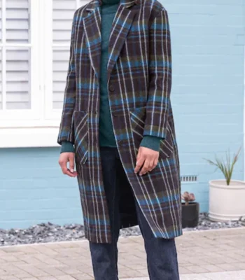 Emma Barnett The Feud S01 Blue Plaid Coat