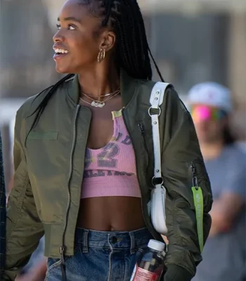Forever Keisha Clark Green Bomber Jacket