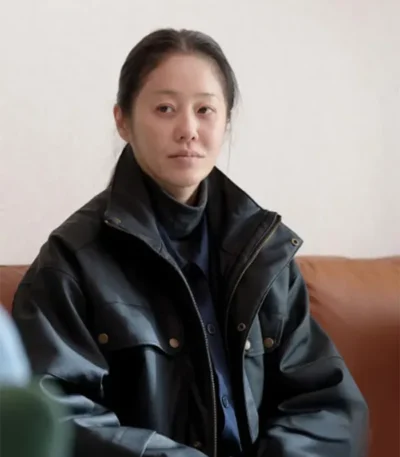 Go Hyun-jung Queen Mantis S01 Black Leather Jacket