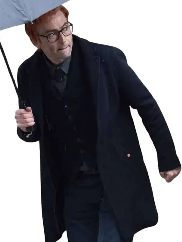 Good Omens S03 Crowley Blue Wool Coat