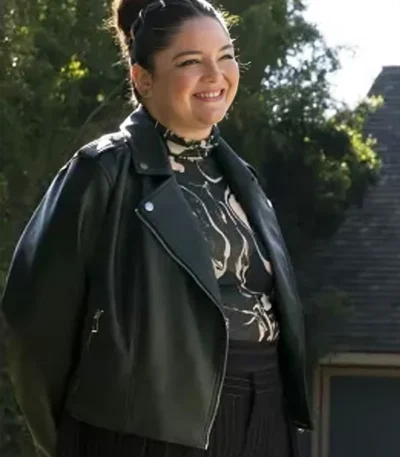 Hacks Season 03 Megan Stalter Black Leather Jacket