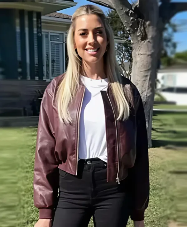 Heather Rae El Moussa The Flip Off S01 Leather Bomber Jacket Heather Rae El Moussa The Flip Off S01 Leather Bomber Jacket