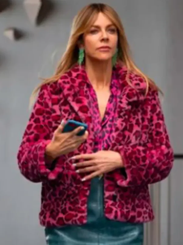 High Potential Kaitlin Olson Pink Leopard Print Jacket