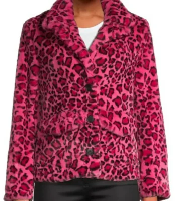 High Potential Kaitlin Olson Pink Leopard Print Jacket