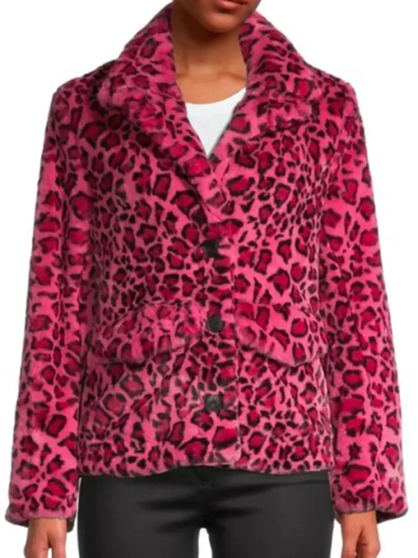 High Potential Kaitlin Olson Pink Leopard Print Jacket
