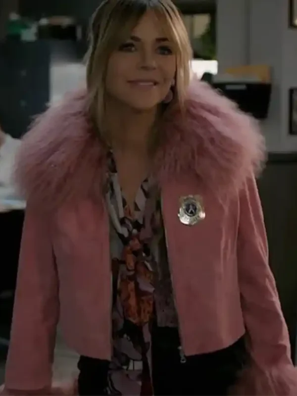 High Potential S01 Morgan Gillory Pink Cropped Fur Jacket