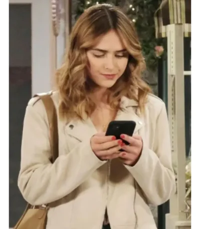 Holly Jonas Days Of Our Lives Beige Leather Jacket