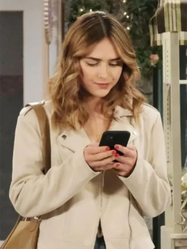 Holly Jonas Days Of Our Lives Beige Leather Jacket