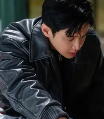 Jang Dong-yoon Queen Mantis S01 Black Leather Jacket