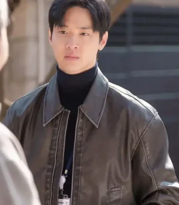 Jang Dong-yoon Queen Mantis S01 Brown Leather Jacket
