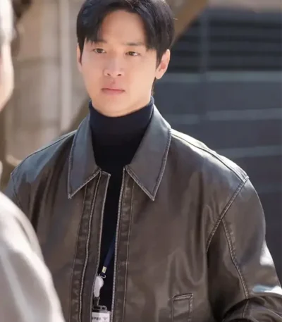 Jang Dong-yoon Queen Mantis S01 Brown Leather Jacket