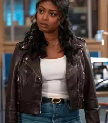 Javicia Leslie High Potential S02 Brown Leather Biker Jacket