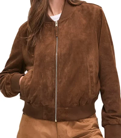 Jenna Elfman Shifting Gears S02 Bomber Suede Jacket
