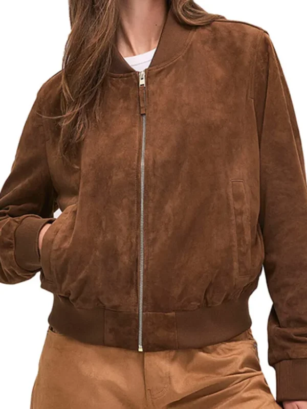 Jenna Elfman Shifting Gears S02 Bomber Suede Jacket