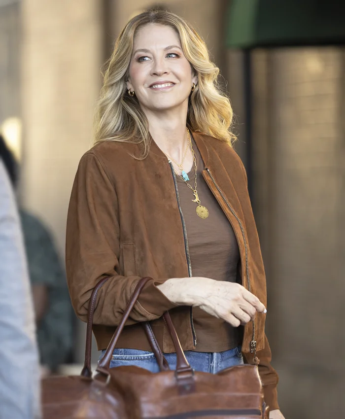 Jenna Elfman Shifting Gears S02 Bomber Suede Jacket Jenna Elfman Shifting Gears S02 Bomber Suede Jacket