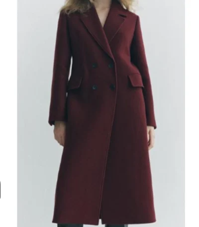 Jennifer Whalen Small Achievable Goals S01 Burgundy Wool Coat