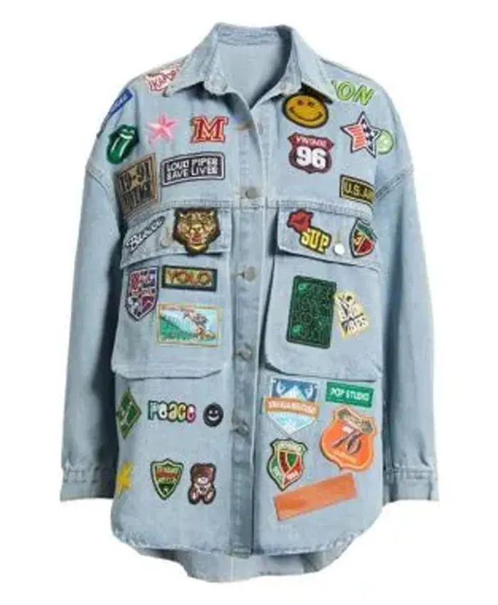 Jersey Shore Angelina Pivarnick Patches Denim Jacket Jersey Shore Angelina Pivarnick Patches Denim Jacket