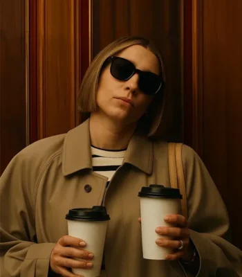 Jessica Biel The Better Sister S01 Brown Cotton Coat