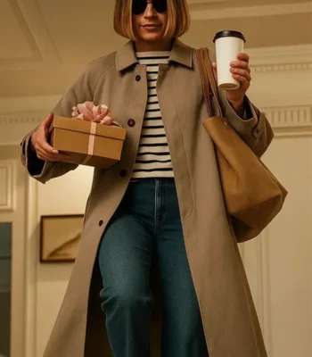 Jessica Biel The Better Sister S01 Brown Cotton Coat