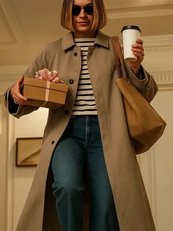 Jessica Biel The Better Sister S01 Brown Cotton Coat