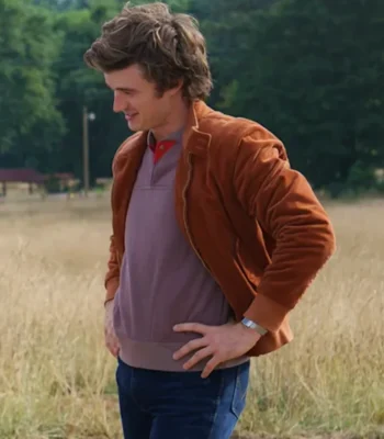 Joe Keery Stranger Things S05 Brown Suede Jacket