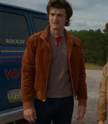 Joe Keery Stranger Things S05 Brown Suede Jacket