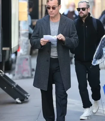 Jude Law Black Rabbit Grey Wool Coat