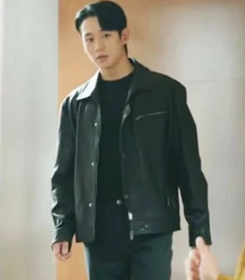 Jung Hae-in Love Next Door Black Leather Jacket