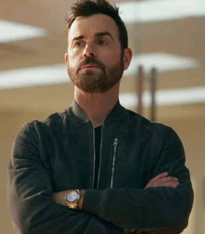 Justin Theroux Running Point S01 Suede Bomber Jacket