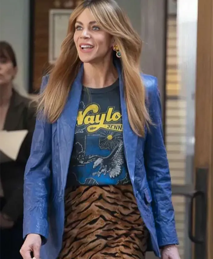 Kaitlin Olson High Potential S02 Blue Leather Blazer Kaitlin Olson High Potential S02 Blue Leather Blazer