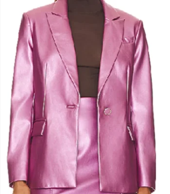 Kaitlin Olson High Potential S02 Pink Leather Blazer