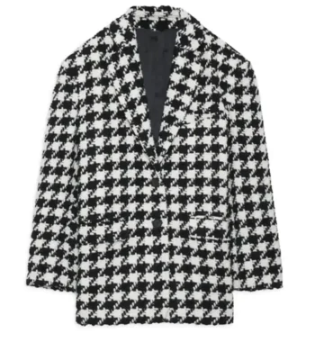 Kate Hudson Houndstooth Running Point Wool Blazer