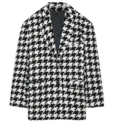 Kate Hudson Houndstooth Running Point Wool Blazer