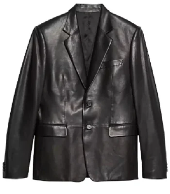Kate Hudson Running Point S01 Black Leather Blazer