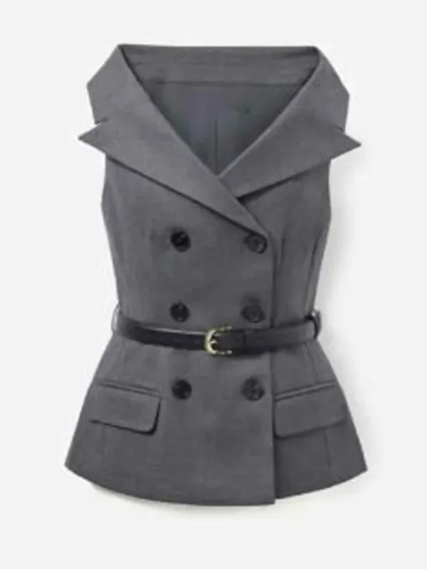 Running Point S02 Kate Hudson Grey Sleeveless Jacket