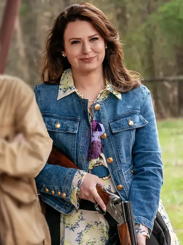Katie Lowes The Hunting Wives S01 Blue Denim Jacket