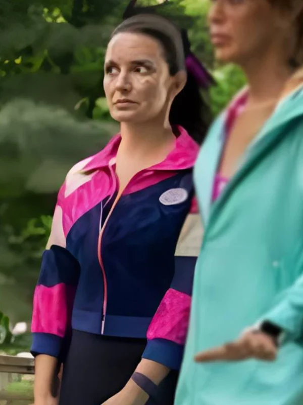 Kristin Davis And Just Like That S03 Lace Printed Bomber Jacket