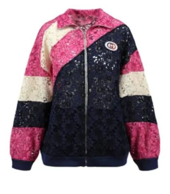 Kristin Davis And Just Like That S03 Lace Printed Bomber Jacket